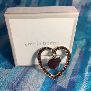 Ruby heart brooch